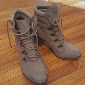 Tan Lace-Up Booties